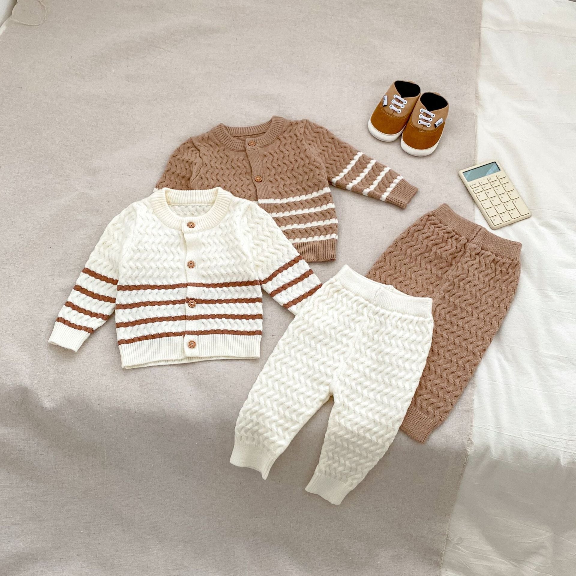 Arrival Autumn Baby Kids Unisex Long Sleeves Striped Knitted Cardigan and Long Trousers – Clothing Set, MyKids-USA®, Baby & Toddler Outfits, MyKids-USA -  -  -  -  -  -  - 