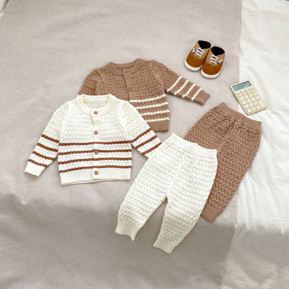 Arrival Autumn Baby Kids Unisex Long Sleeves Striped Knitted Cardigan and Long Trousers – Clothing Set, MyKids-USA®, Baby & Toddler Outfits, MyKids-USA -  -  -  -  -  -  - 