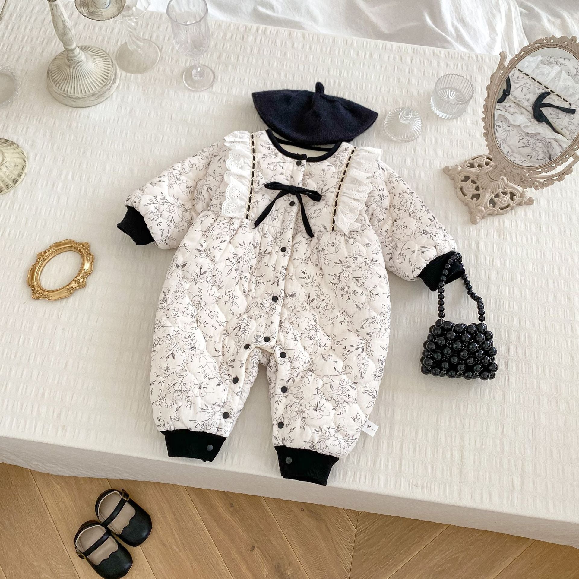 Arrival Baby Girls Floral Pattern Single Breasted Thick Romper, MyKids-USA®, Baby One-Pieces, MyKids-USA -  -  -  -  -  -  - 