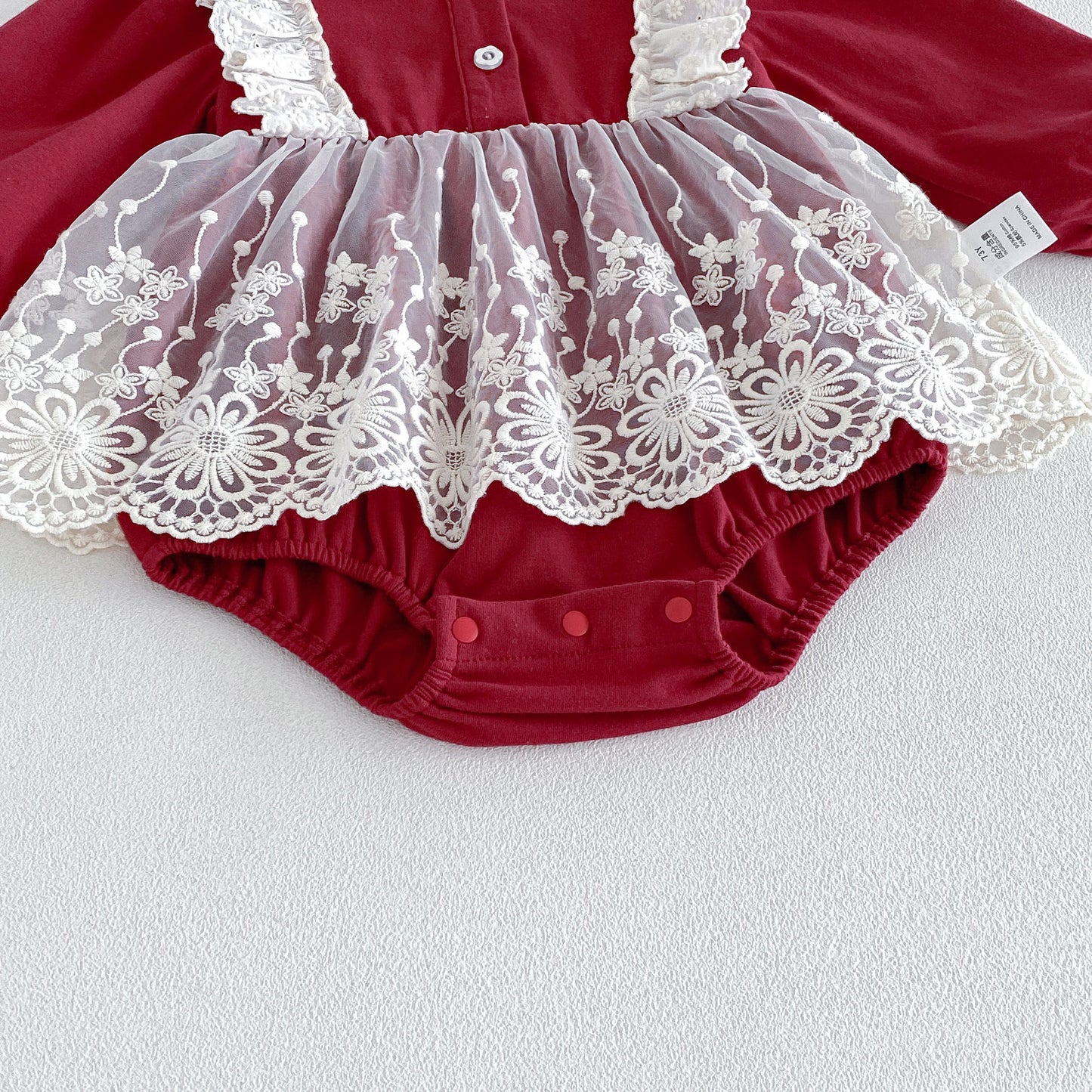 MyKids-USA® Autumn Arrival Baby Girls Long Sleeves Lace Trim Color Patchwork Bodysuit