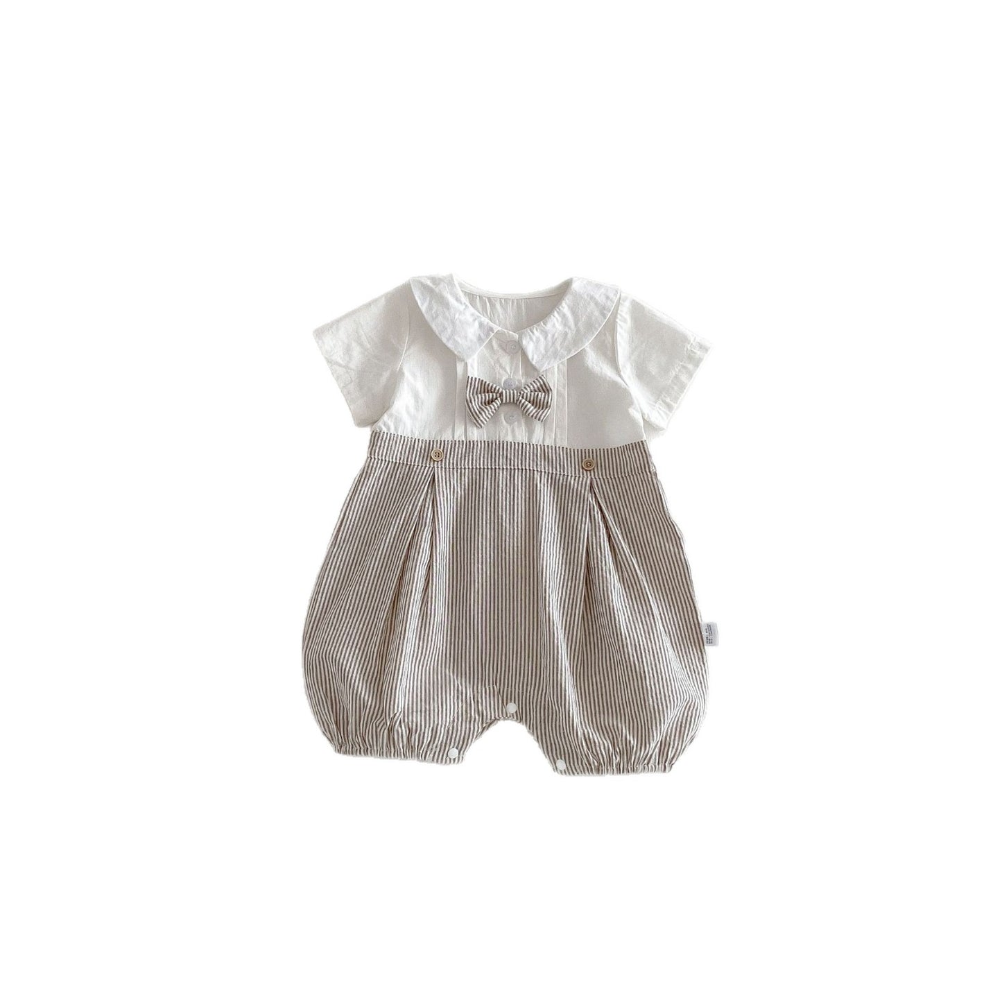 Summer Arrival Baby Boys Short Sleeves Color Patchwork Turn-down Bodysuit, MyKids-USA®, Bodysuits, MyKids-USA -  -  -  -  -  -  - .