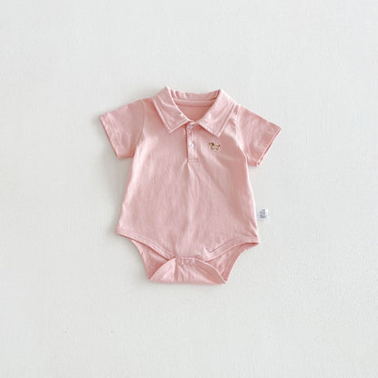 Summer Arrival Baby Boys Short Sleeves Turn-down Collar Puppy Pattern Bodysuit, MyKids-USA®, Baby & Children's One-Pieces, MyKids-USA - Size/Age - 66 (3-6M) - Color - Pink -  -  - TR2606012332-B.