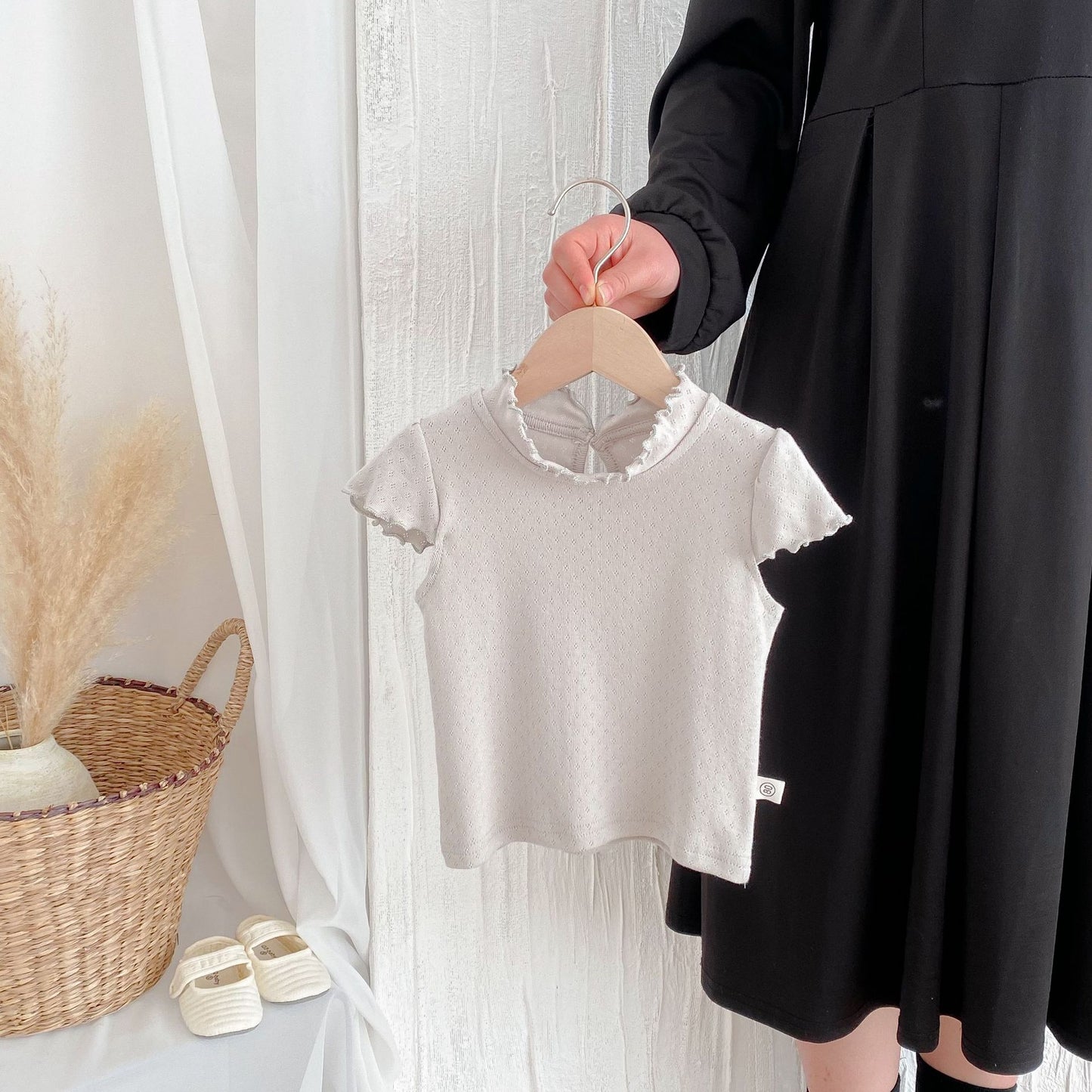 Summer Arrival Baby Kids Girls Cute Solid Color Hollow-out Pattern Fly Sleeves Top, MyKids-USA®, Baby & Toddler Tops, MyKids-USA - Size/Age - 80 (9-12M) - Color - Green -  -  - TR2506141048-C