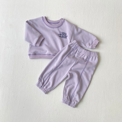 MyKids-USA® Autumn Baby Kids Unisex Long Sleeves Letters Pattern Pullover and Plain Pants Clothing Set