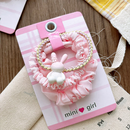 Collection of 3 Versatile Sweet Pink Hair Ties, MyKids-USA®, Ponytail Holders, MyKids-USA - Size/Age - Average Size (0-12Y） - Color - Pink -  -  - TR2601061111-D.