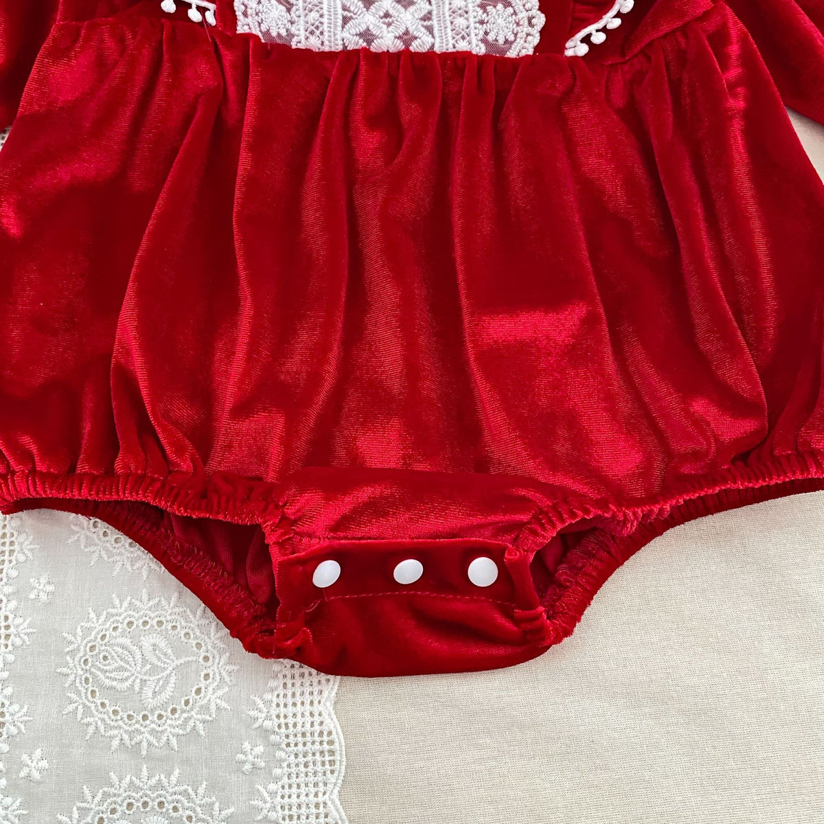 MyKids-USA® Baby Girls Lace Trim Long-sleeved Red Onesies or Dress – Princess Sister Matching