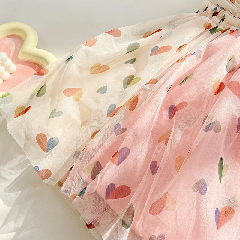Summer Baby Kids Girls Fly Sleeves Hearts Pattern Tulle Dress, MyKids-USA®, Baby & Children's Dresses, MyKids-USA -  -  -  -  -  -  - .