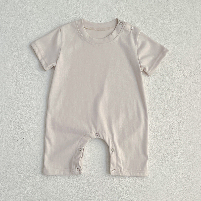Summer Hot Selling Baby Unisex Solid Color Onesies And Romper Simple Plain Clothing Set