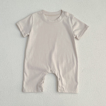 Summer Hot Selling Baby Unisex Solid Color Onesies And Romper Simple Plain Clothing Set