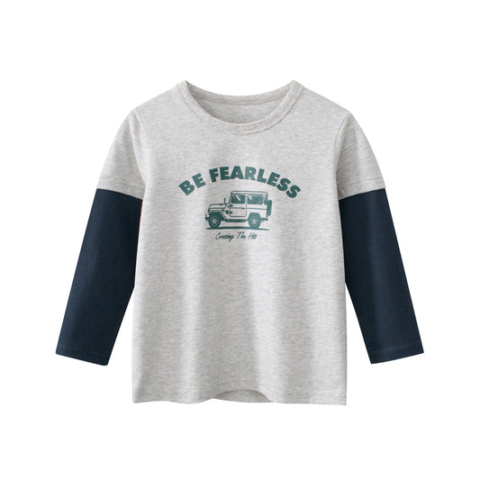 Spring Baby Kids Boys Letters and Cartoon Print Long Sleeves Crew Neck Color Patchwork Top, MyKids-USA®, Baby & Toddler Tops, MyKids-USA - Size/Age - 90 (12-24M) - Color - Blue -  -  - TR2603272207-A.