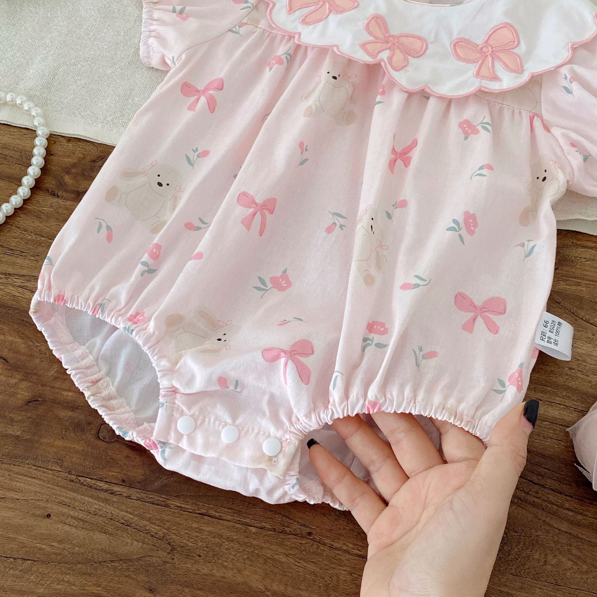 Summer Arrival Baby Girls Short Sleeves Butterfly-bows Pattern Color Patchwork Bodysuit, MyKids-USA®, Baby One-Pieces, MyKids-USA -  -  -  -  -  -  - .