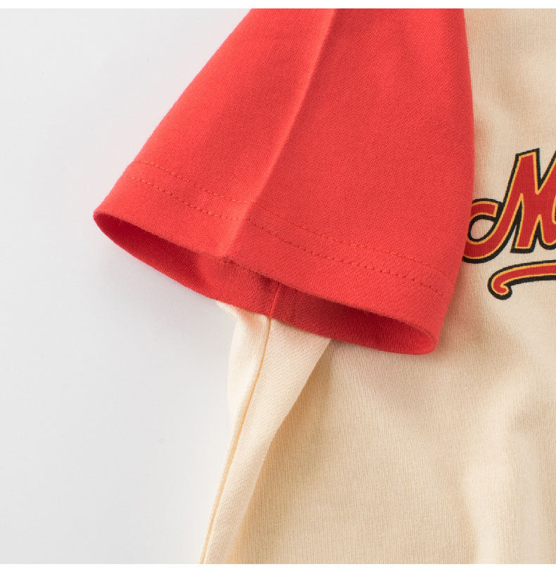 Summer Boys’ Letters Pattern Color Patchwork T-shirt in European and American Style, MyKids-USA®, Baby & Toddler Tops, MyKids-USA -  -  -  -  -  -  - 