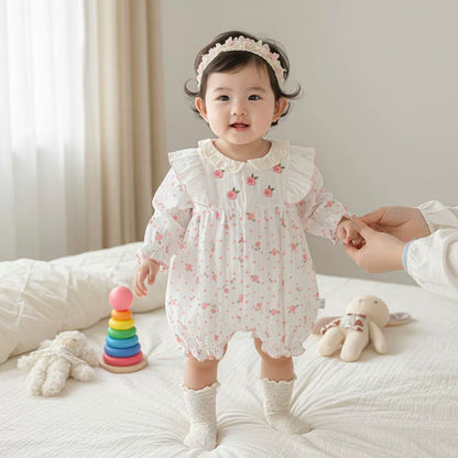 Spring and Summer Arrival Baby Girls Long Sleeves or Short Sleeves Flowers Pattern Rompers