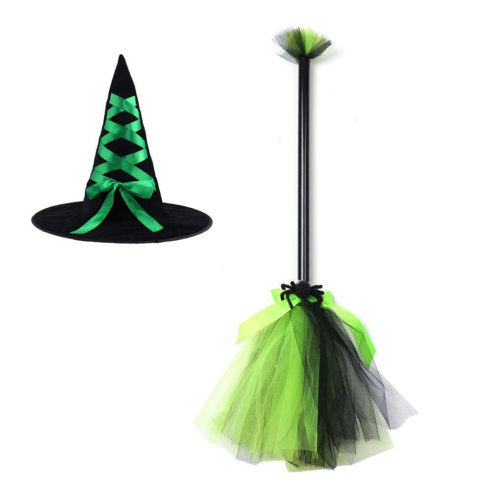 Arrival Dark Halloween Essential: Girls’ Witch Wand and Hat Set for Spooky Costume, MyKids-USA®, Costume Accessories, MyKids-USA - Size/Age - Average - Color - Light Green -  -  - TR2508202001-D.