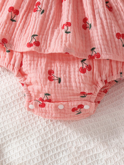 Design Summer Baby Kids Girls Sleeveless Fruits Pattern Bodysuit with Hat