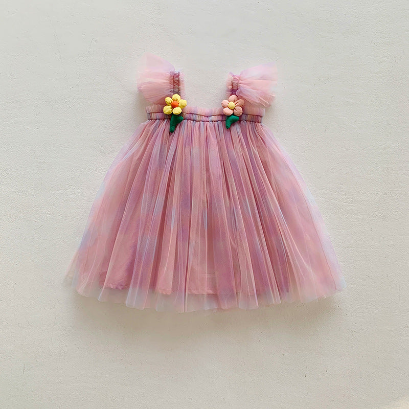 Summer Baby Kids Girls Fly Sleeves Flowers Pattern Gradient Tulle Strap Dress, MyKids-USA®, Baby & Children's Dresses, MyKids-USA - Size/Age - 80 (9-12M) - Color - Purple -  -  - TR2605202150-D.