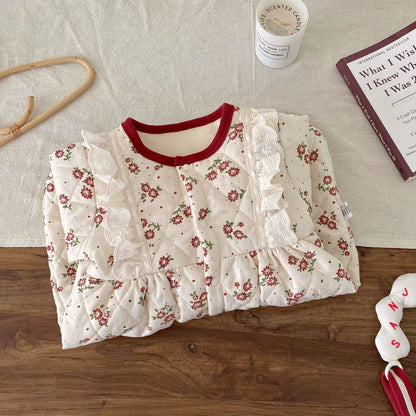 Winter Arrival Baby Girls Flowers Pattern Warm Padded Thick Romper, MyKids-USA®, Baby & Toddler Outfits, MyKids-USA -  -  -  -  -  -  - 