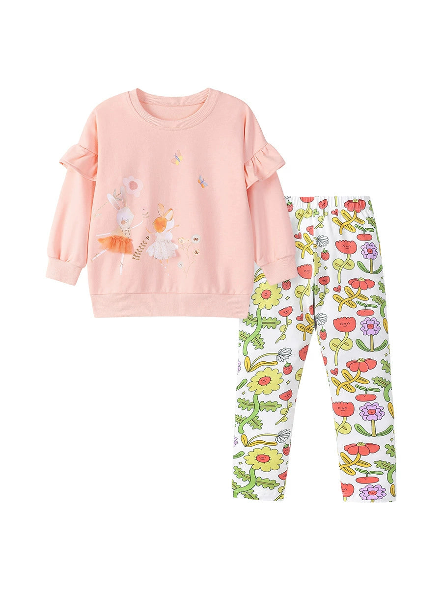 Spring and Autumn Girls Animals Cartoon Pattern Long Sleeves Sweatshirt and Floral Pants Clothing Set, MyKids-USA®, Baby & Toddler Outfits, MyKids-USA -  -  -  -  -  -  - 