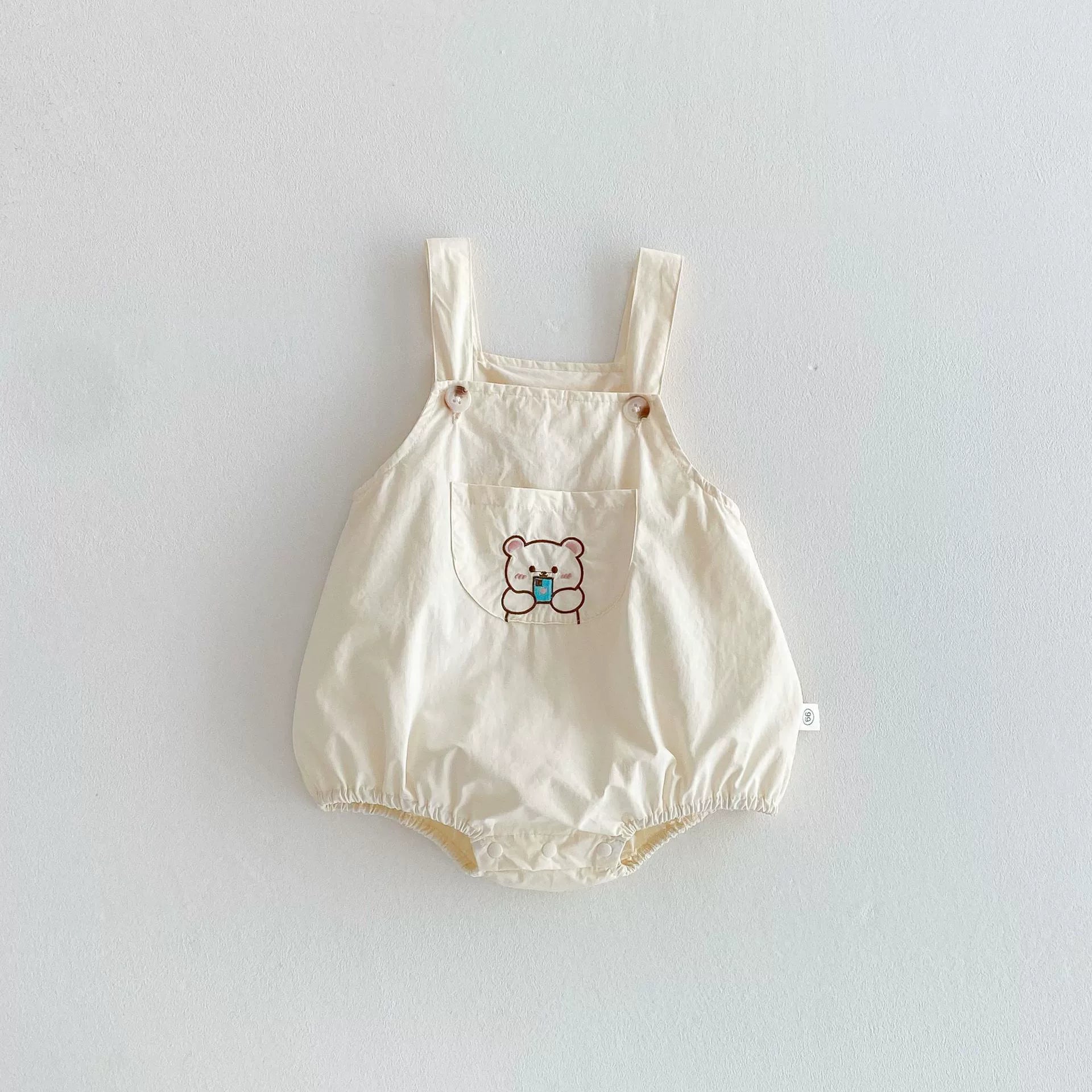 Summer Arrival Baby Unisex Teddy Bear Embroiedred Sleeveless Strap Onesies Overalls, MyKids-USA®, Baby One-Pieces, MyKids-USA - Size/Age - 66 (3-6M) - Color - Apricot -  -  - TR2506121955-A