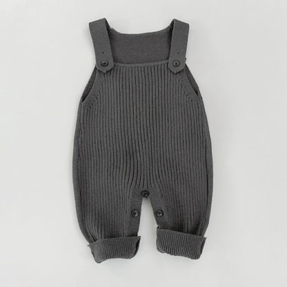 Spring Arrival Baby Unisex Sleeveless Simple Solid Color Knitted Strap Rompers Overalls, MyKids-USA®, Baby One-Pieces, MyKids-USA - Size/Age - 66 (3-6M) - Color - Grey -  -  - TR2503062243-D