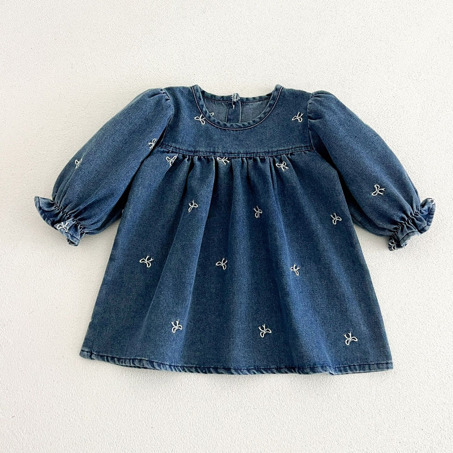 MyKids-USA® Autumn Embroidered Pattern Baby Kids Girls Princess Denim Dress