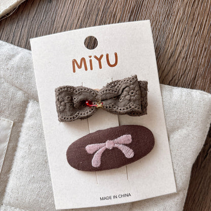 Collection of 2 Versatile Cute Shape Decorated Hair Clips, MyKids-USA®, Hair Pins, Claws & Clips, MyKids-USA - Size/Age - Average Size (0-12Y） - Color - Brown -  -  - TR2603202204-B.
