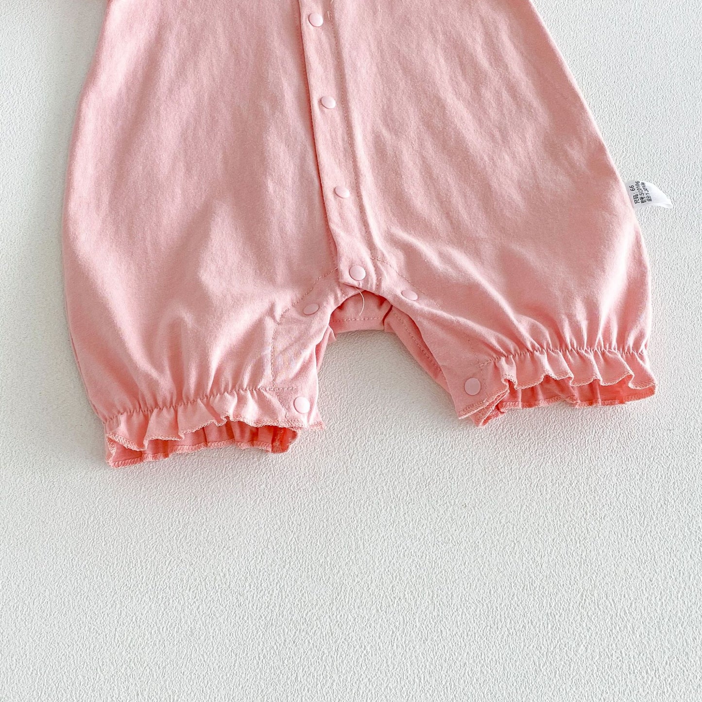Design Summer Baby Kids Girls Short Sleeves Solid Color Pink Rompers