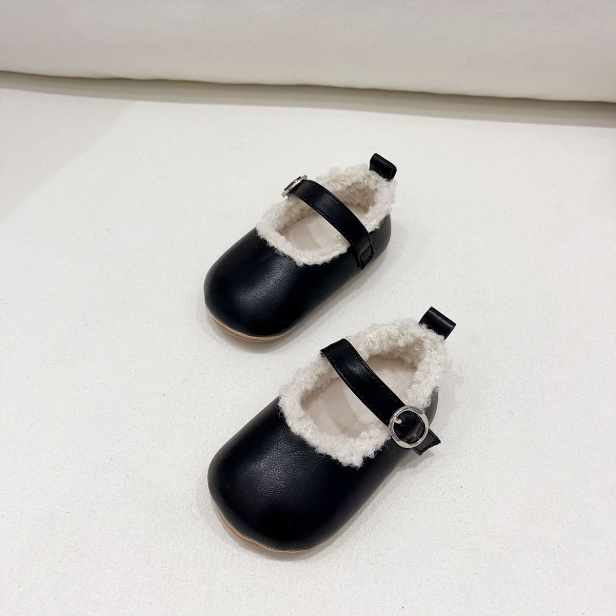 Ins Infant Baby Girl Solid Color Plush Warm Anti-Slip Shoes In Winter, MyKids-USA®, Shoes, MyKids-USA - Size/Age - insole length 11.00 cm - Color - Black -  -  - QQ2310121131-A.