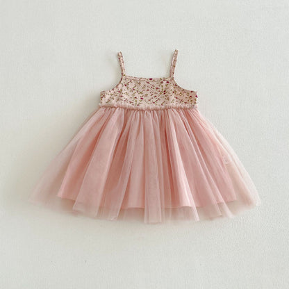 Summer Arrival Baby Girls Sleeveless Floral Pattern Color Patchwork Dress, MyKids-USA®, Baby & Children's Dresses, MyKids-USA - Size/Age - 73 (6-9M) - Color - Pink -  -  - TR2604202257-B.