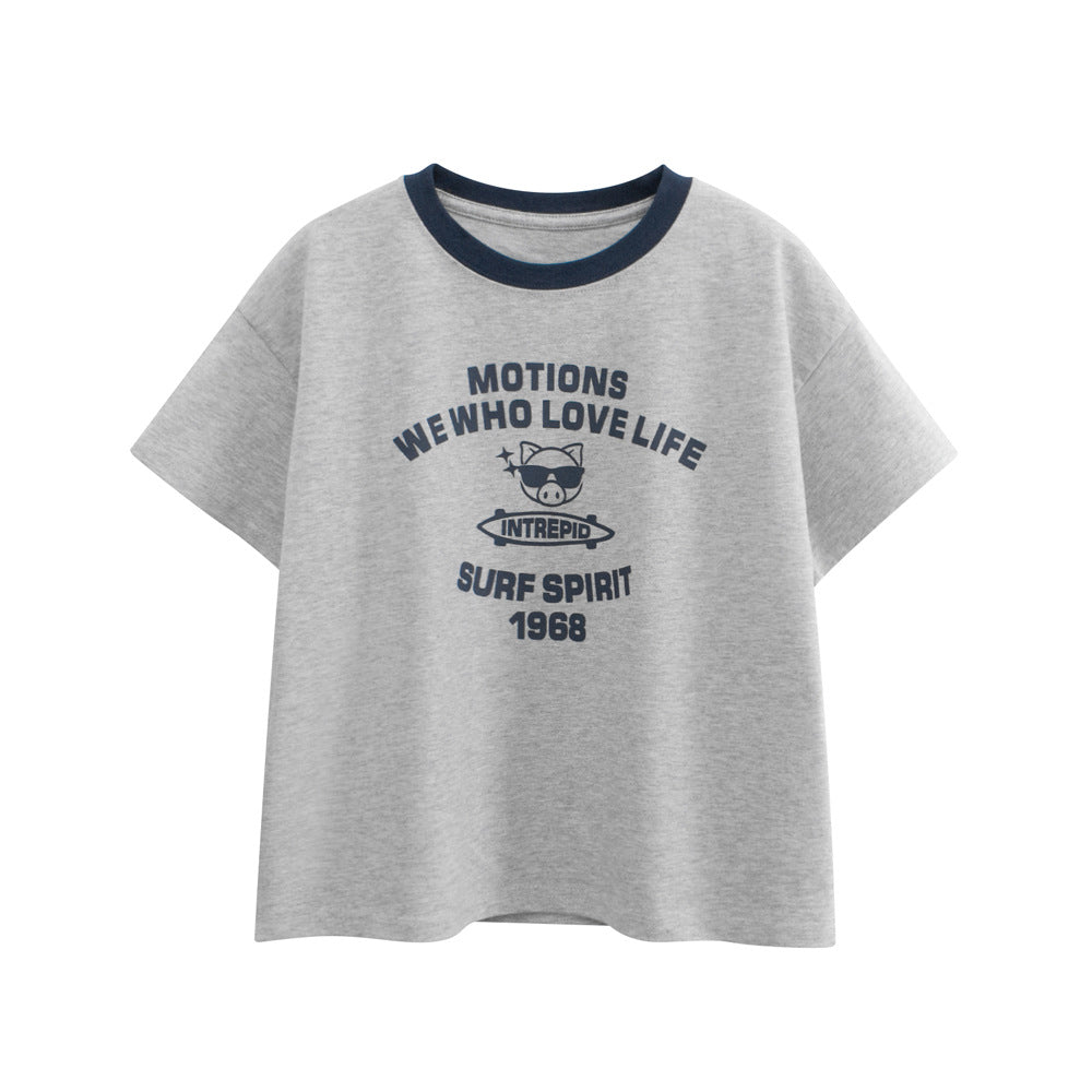 Arrival Letters Print Kids’ T-Shirt in European and American Style for Summer, MyKids-USA®, Baby & Toddler Tops, MyKids-USA - Size/Age - 120 (5-7Y) - Color - Grey -  -  - TR2501102150-A