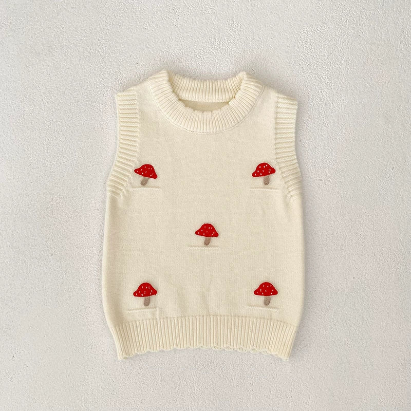 Autumn Arrival Baby Unisex Comfortable Mushrooms Pattern Knitted Sleeveless Vest, MyKids-USA®, Sweaters, MyKids-USA - Size/Age - 73 (6-9M) - Color - Beige -  -  - TR2508042333-A