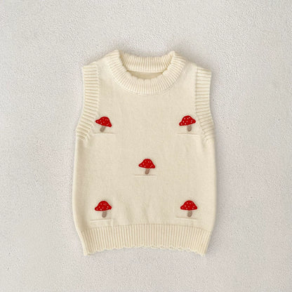 Autumn Arrival Baby Unisex Comfortable Mushrooms Pattern Knitted Sleeveless Vest, MyKids-USA®, Sweaters, MyKids-USA - Size/Age - 73 (6-9M) - Color - Beige -  -  - TR2508042333-A