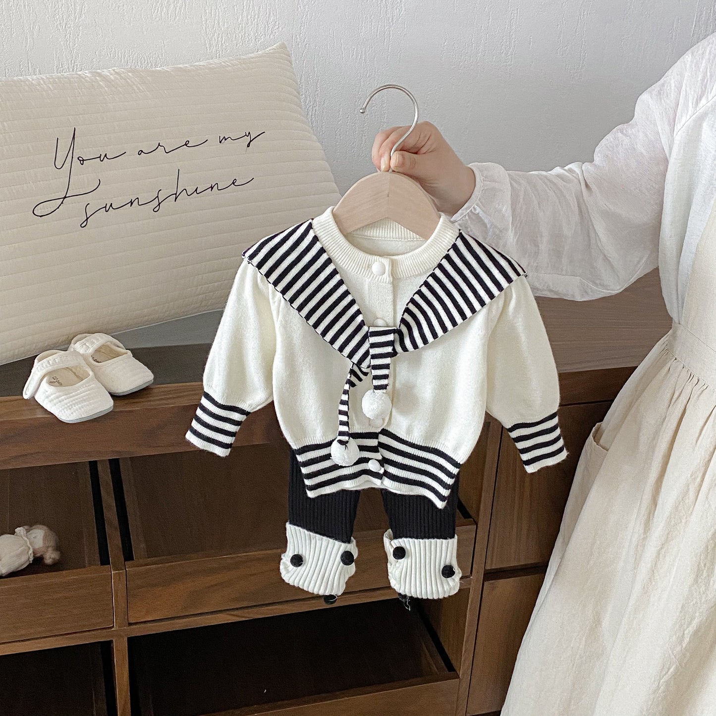 Winter and Autumn Baby Kids Girls Striped Long Sleeves Cardigan and Color Patchwork Pants Knitted Clothing Set, MyKids-USA®, Baby & Toddler Outfits, MyKids-USA - Size/Age - 66 (3-6M) - Color - White -  -  - TR2511072355-C