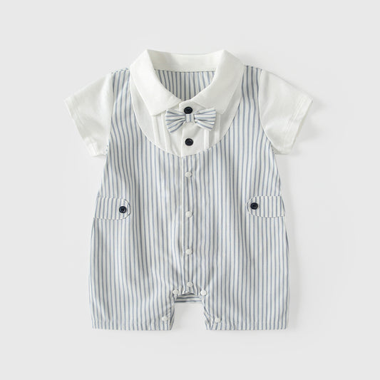 Summer Arrival Baby Boys Short Sleeves Color Patchwork Striped Rompers Bodysuits, MyKids-USA®, Baby & Children's One-Pieces, MyKids-USA - Size/Age - 66 (3-6M) - Color - Light Blue -  -  - TR2605061956-A.