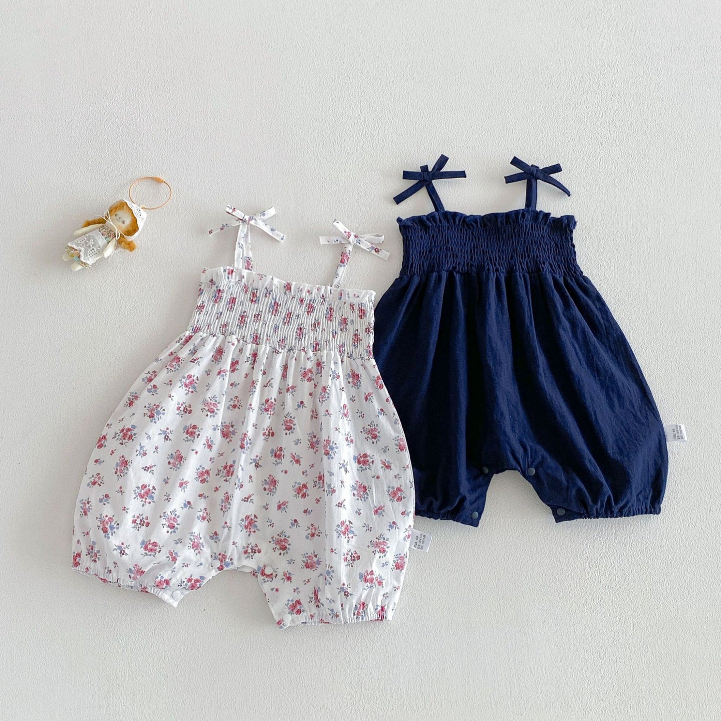 Summer Arrival Baby Girls Sleeveless Floral or Solid Color Strap Rompers, MyKids-USA®, Baby & Children's One-Pieces, MyKids-USA -  -  -  -  -  -  - .