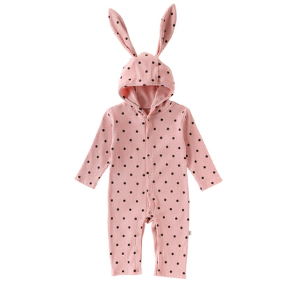 Spring Arrival Baby Unisex Long Sleeves Dots Pattern Hooded Rompers, MyKids-USA®, Baby One-Pieces, MyKids-USA - Size/Age - 66 (3-6M) - Color - Pink -  -  - TR2601301734-D.