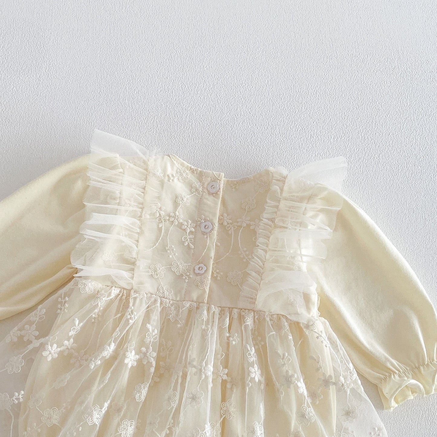 Spring Arrival Baby Girls Long Sleeves Flowers Pattern Tulle Decorated Bodysuit Dress, MyKids-USA®, Baby & Toddler Dresses, MyKids-USA -  -  -  -  -  -  - .