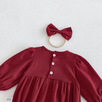 MyKids-USA® Autumn Arrival Baby Girls Long Sleeves Cute Color Patchwork Embroidered Bodysuit
