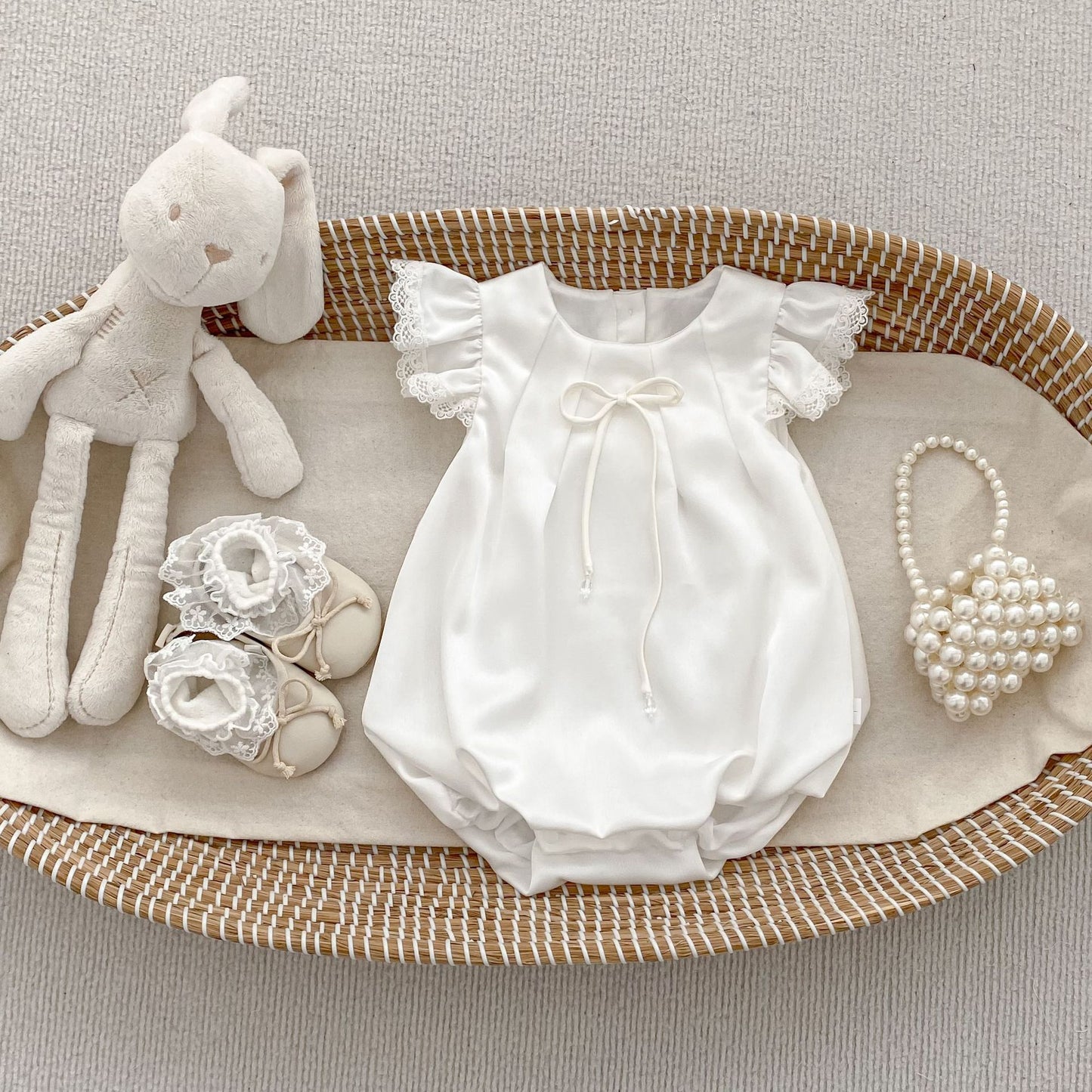 Design Summer Girls Solid Color Fly Sleeves Bodysuit and Dress – Sister Matching Clothing Set, MyKids-USA®, Baby & Children's Outfits, MyKids-USA® - Size/Age - 66 (3-6M) - Color - Beige -  -  - TR2604202312-A.