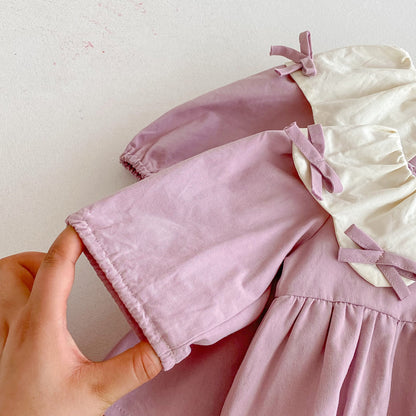 Autumn Baby Kids Girls Butterfly-bows Pattern Long-sleeved Purple Onesies and Dress – Princess Sister Matching Set, MyKids-USA®, Baby & Toddler Dresses, MyKids-USA -  -  -  -  -  -  - 