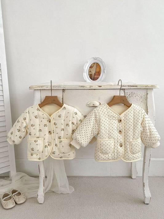Baby Girl V-Collars Jacquard And Polka Dots Two Kinds Thickened Long Sleeves Winter Cardigan Coat, MyKids-USA®, Baby & Toddler Outerwear, MyKids-USA -  -  -  -  -  -  - .