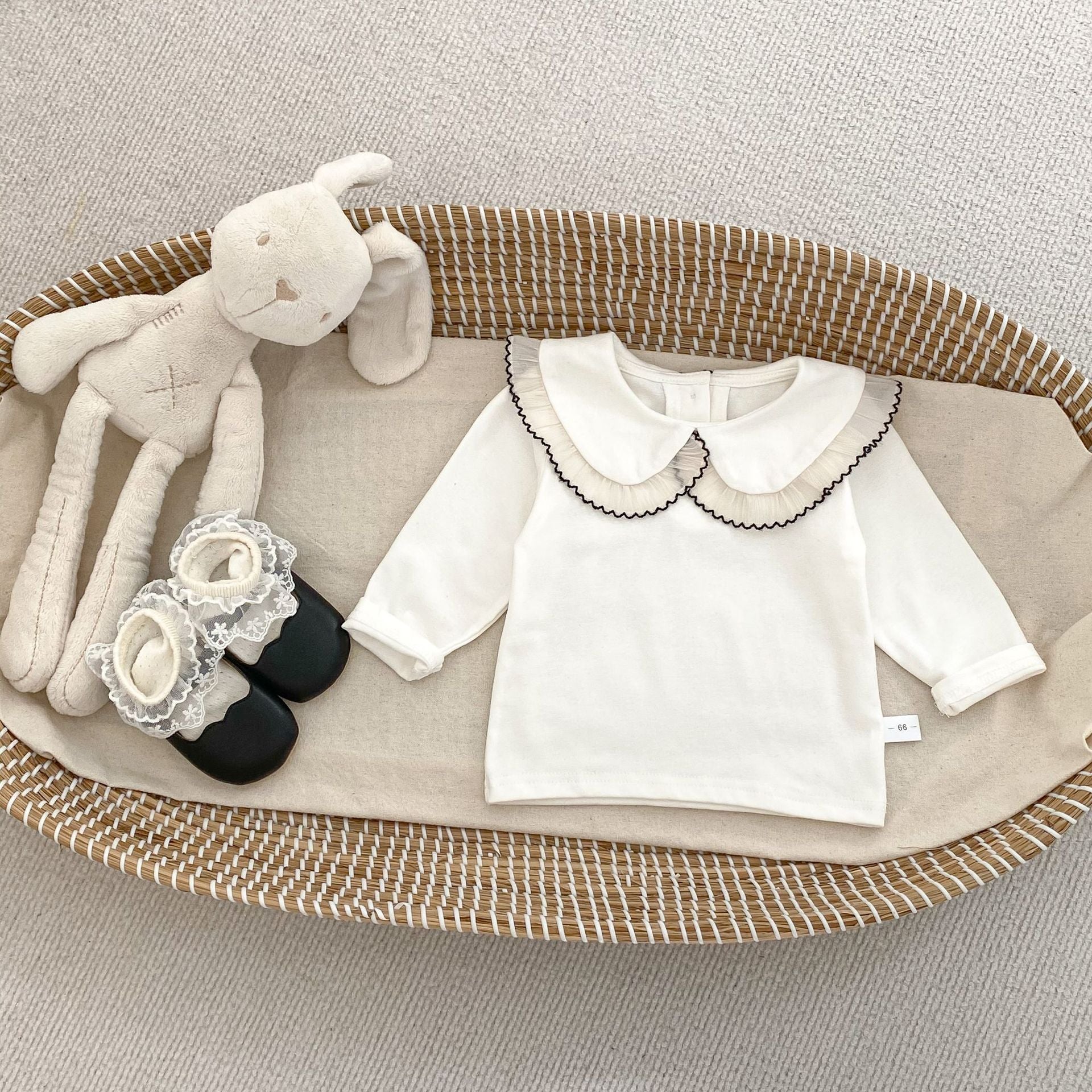 Arrival Spring Girls Long Sleeves Lace-trim Turn-down Collar Top and Sleeveless Onesies Set Clothing Set, MyKids-USA®, Baby One-Pieces, MyKids-USA -  -  -  -  -  -  - 