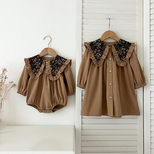 Arrival Autumn Vintage Flowers Pattern Embroidery Collar Baby Kids Girls Onesies and Dress – Princess Sister Matching Set, MyKids-USA®, Baby & Toddler Outfits, MyKids-USA -  -  -  -  -  -  - 