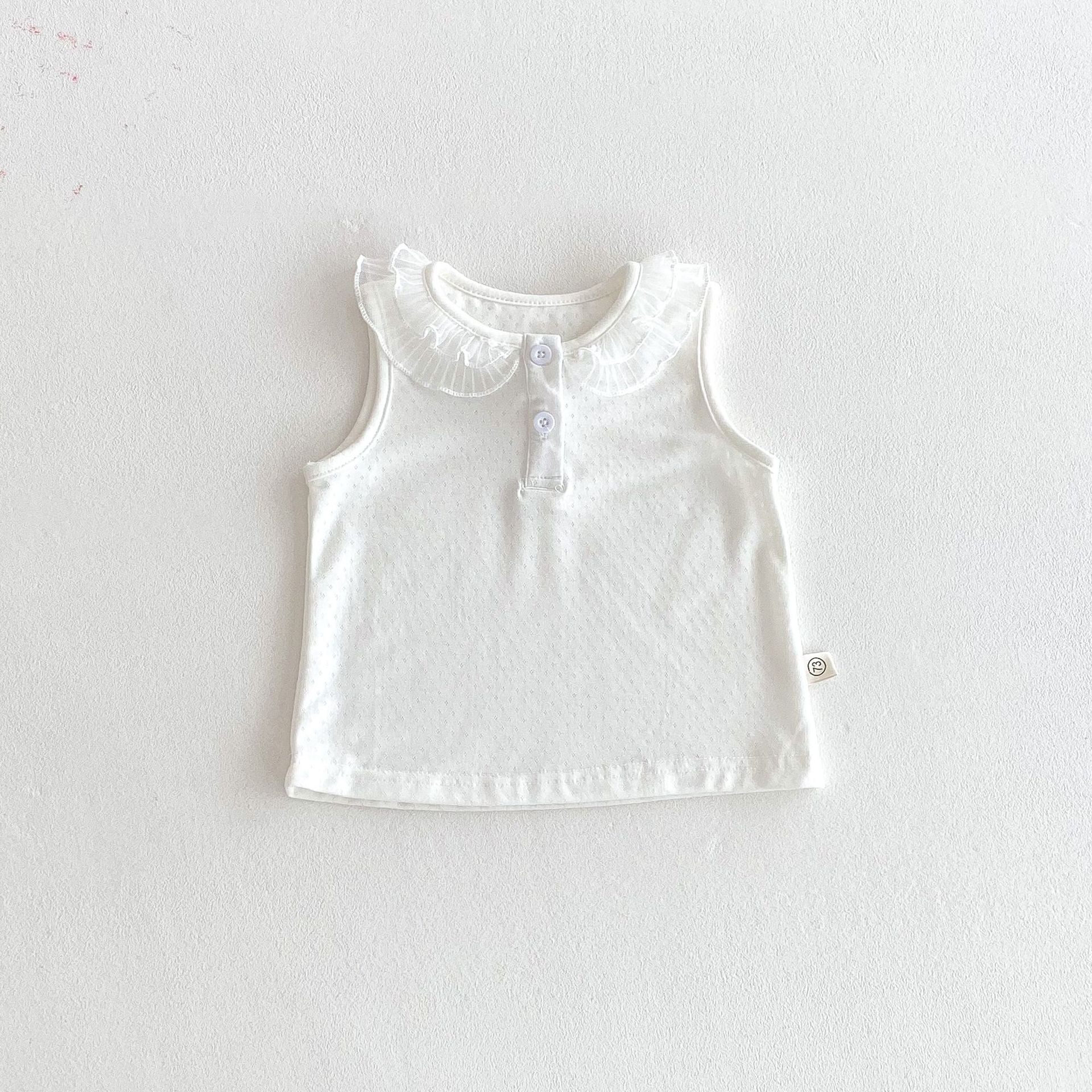 Summer Arrival Baby Girls Sleeveless Cute Hollow Out Vest with Lace Collar, MyKids-USA®, Baby & Toddler Tops, MyKids-USA -  -  -  -  -  -  - 