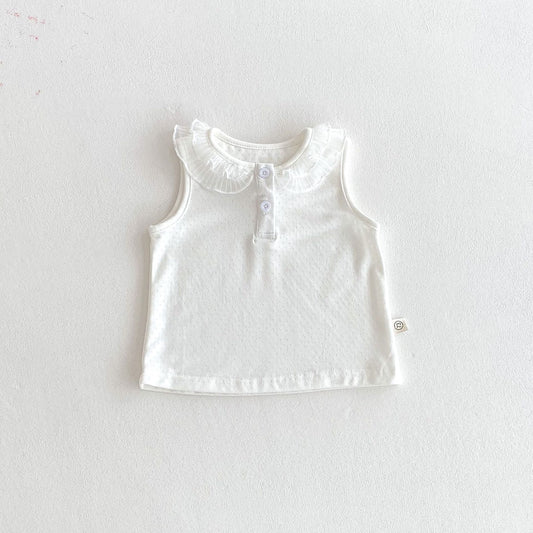 Summer Arrival Baby Girls Sleeveless Cute Hollow Out Vest with Lace Collar, MyKids-USA®, Baby & Toddler Tops, MyKids-USA -  -  -  -  -  -  - .