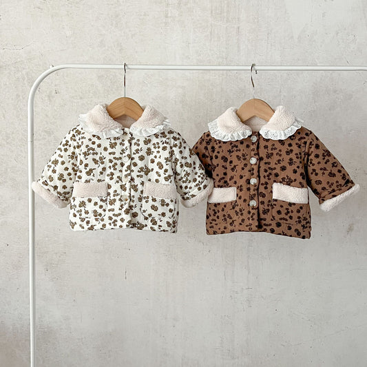 Baby Girl Jacquard Lapel Combo Two Pockets Thickened Long Sleeves Cardigan Coat In Winter, MyKids-USA®, Baby & Toddler Outerwear, MyKids-USA -  -  -  -  -  -  - .