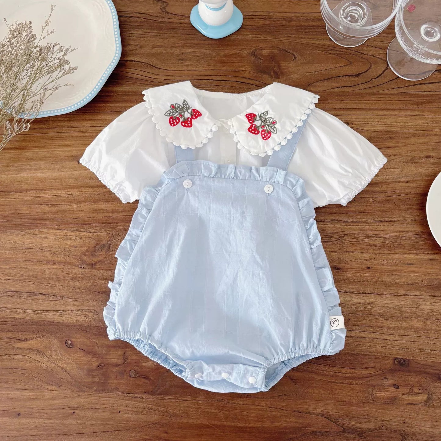 Summer Hot Selling Baby Kids Girls Sleeveless Blue Strap Onesies Overalls and White Shirt Clothing Set, MyKids-USA®, Baby & Toddler Outfits, MyKids-USA - Size/Age - 73 (6-9M) - Color - Blue -  -  - TR2505172102-A
