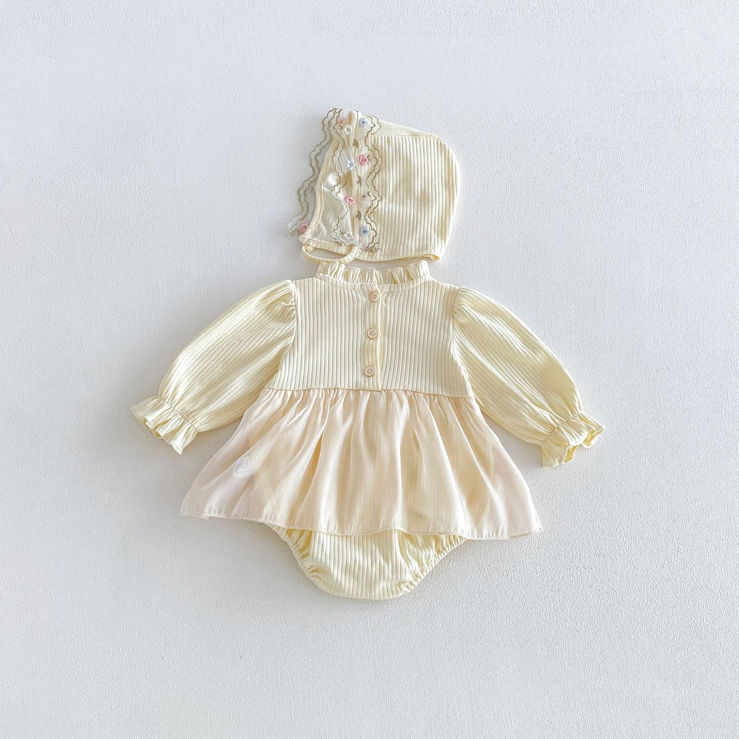MyKids-USA® Autumn Arrival Baby Girls Long Sleeves Cute Flowers Embroidered Pattern Bodysuit Dress