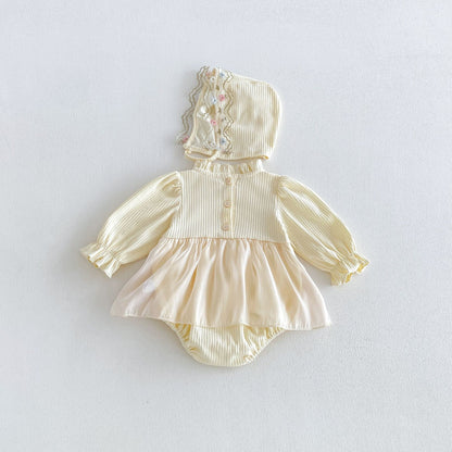 MyKids-USA® Autumn Arrival Baby Girls Long Sleeves Cute Flowers Embroidered Pattern Bodysuit Dress