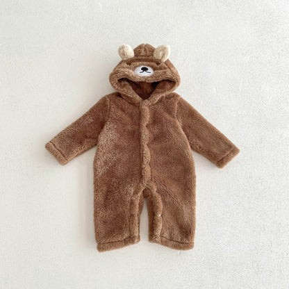 Infant Baby Little Bear Thicken Long Sleeve Jumpsuit In Winter